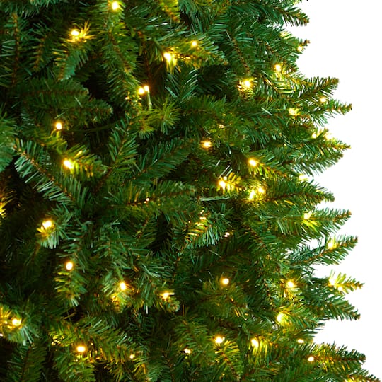 11ft. Pre-Lit Slim Green Mountain Pine Artificial Christmas Tree, Clear LED Lights
